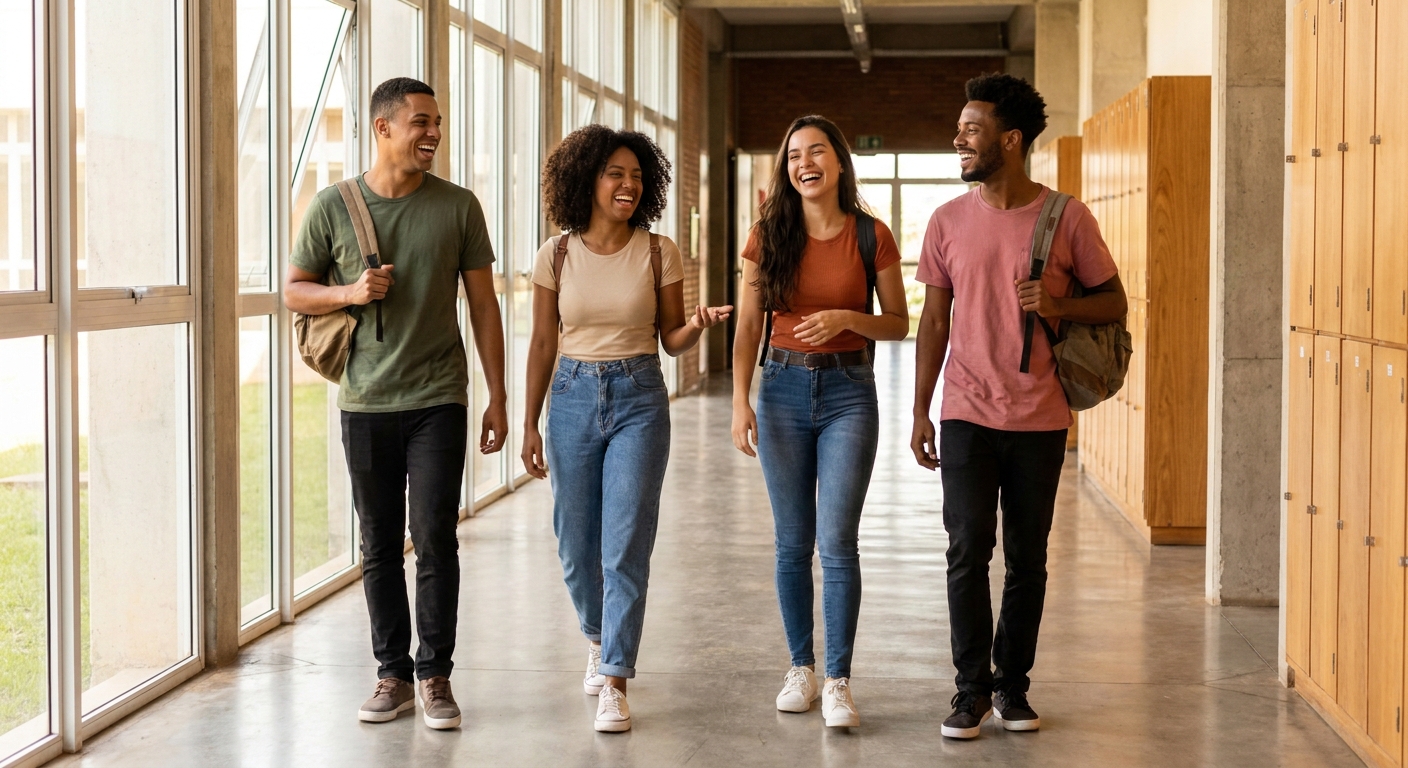 Alunos em ambiente escolar